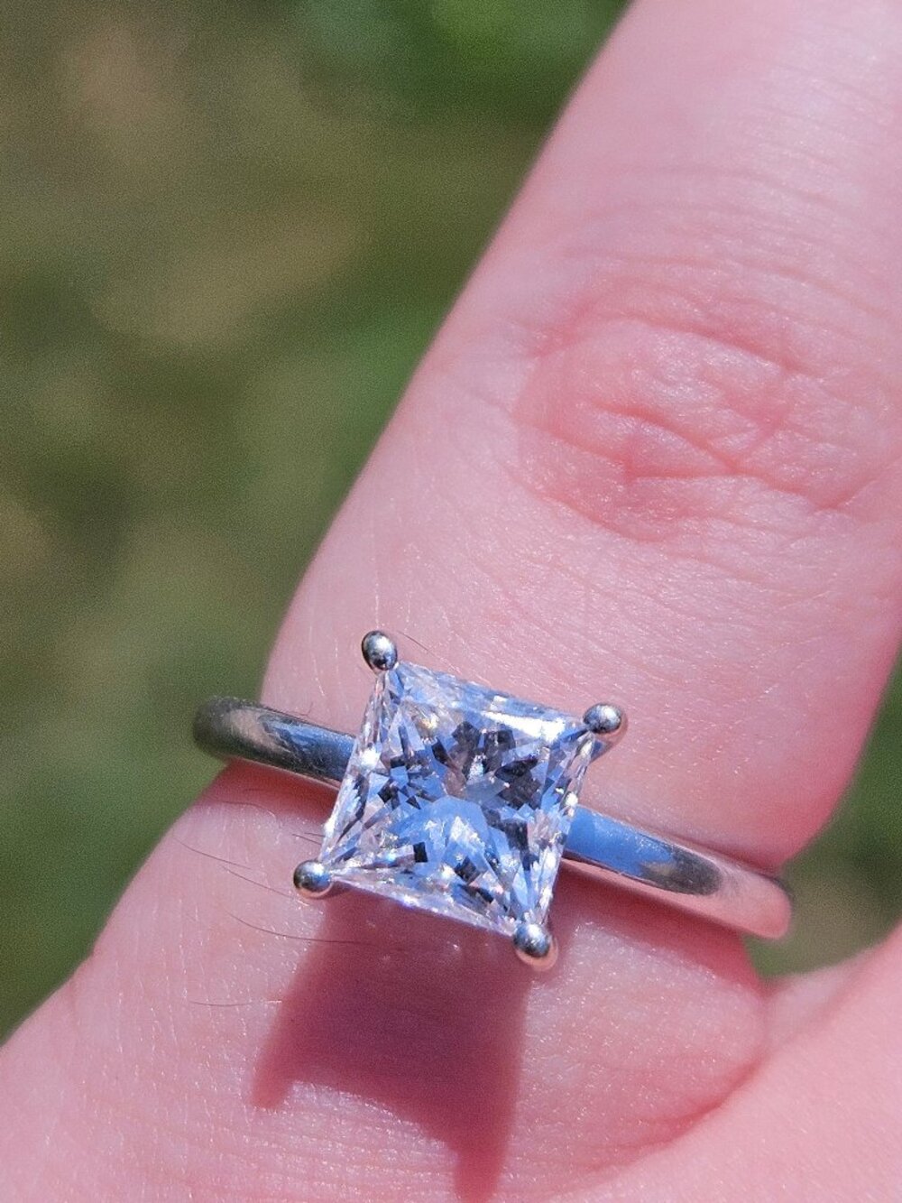14K White Gold Princess Cut Lab Grown Diamond Solitaire Engagement Ring Size 5.5